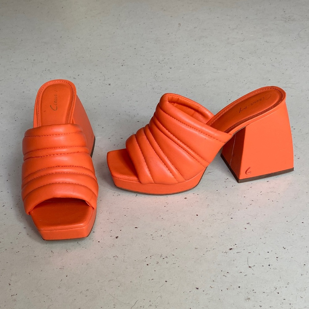Vibrant Orange Platform Heels